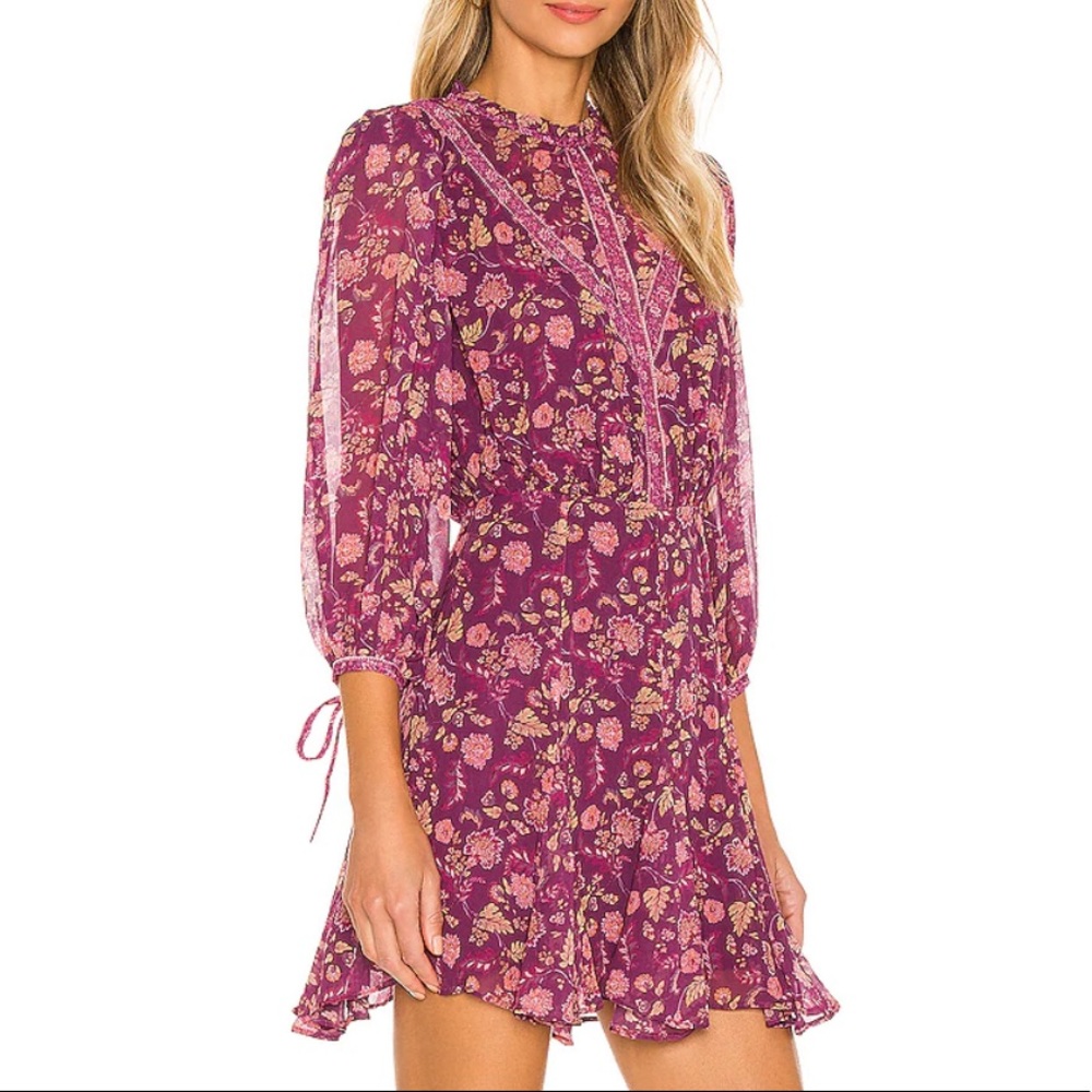 Tularosa Hopper Mini Dress in Plum Pink Floral size small